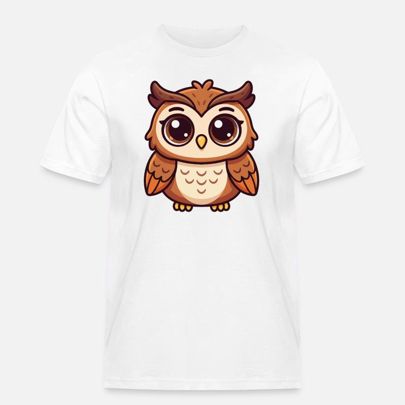 Verspielte Eule - Männer Workwear T-Shirt - Weiß