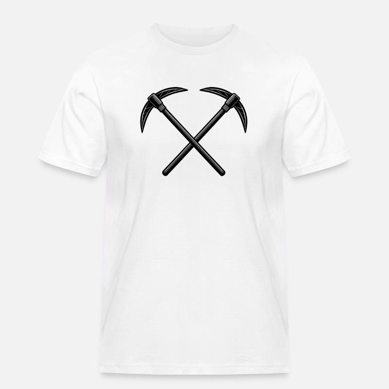 Kreuzspitzhacken - Männer Workwear T-Shirt - Weiß