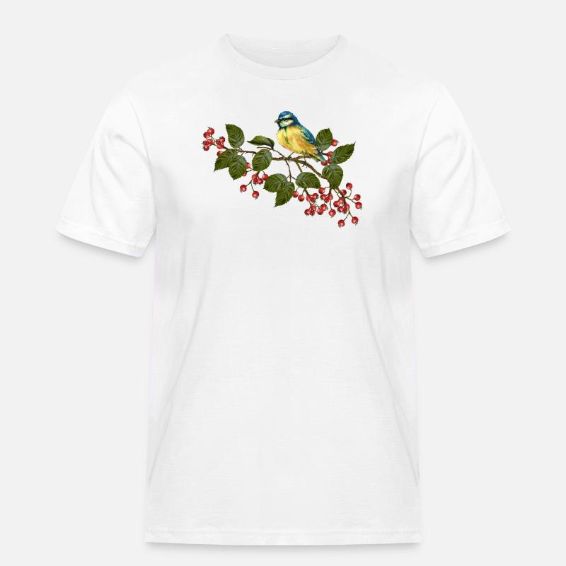 Bunter Vogel - Männer Workwear T-Shirt - Weiß