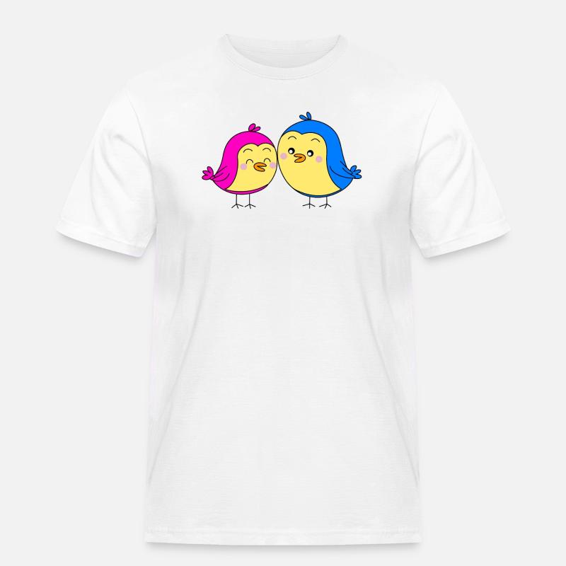 Vogelpaaar - Männer Workwear T-Shirt - Weiß