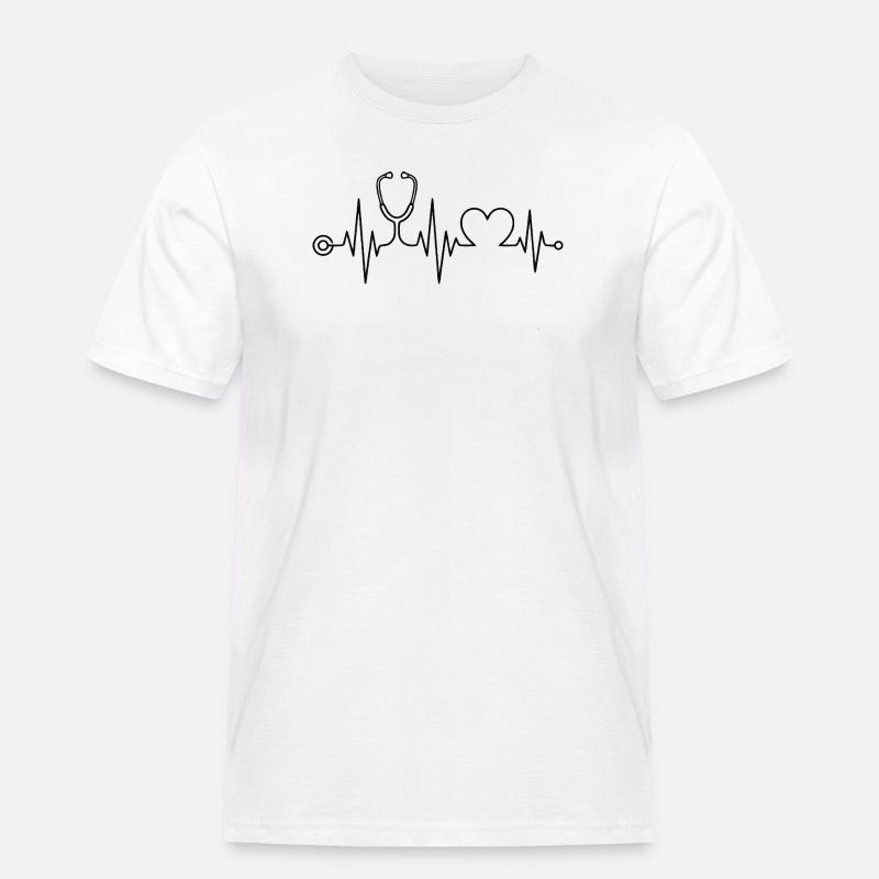 Krankenschwester - Krankenschwester - Herzschlag - Männer Workwear T-Shirt - Weiß