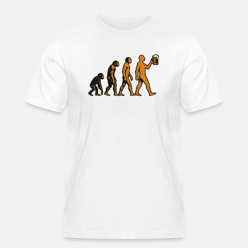 Evolution Bier - Männer Workwear T-Shirt - Weiß