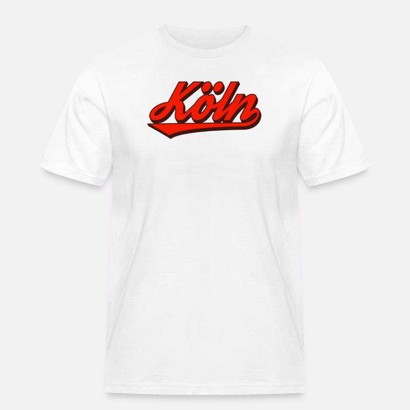 Köln Retro Script Logo Rot - Männer Workwear T-Shirt - Weiß