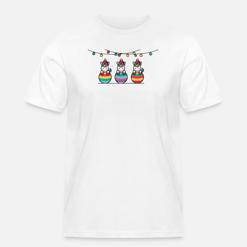 3 Einhörner Weihnachtskugeln Freunde - Männer Workwear T-Shirt - Weiß