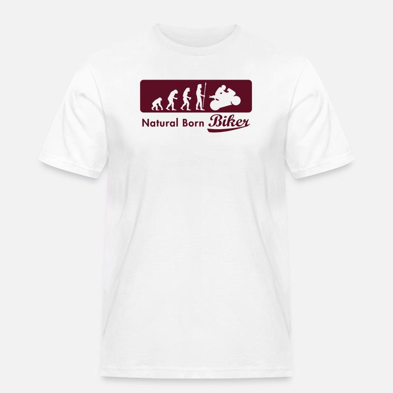 evolution_biker - Männer Workwear T-Shirt - Weiß