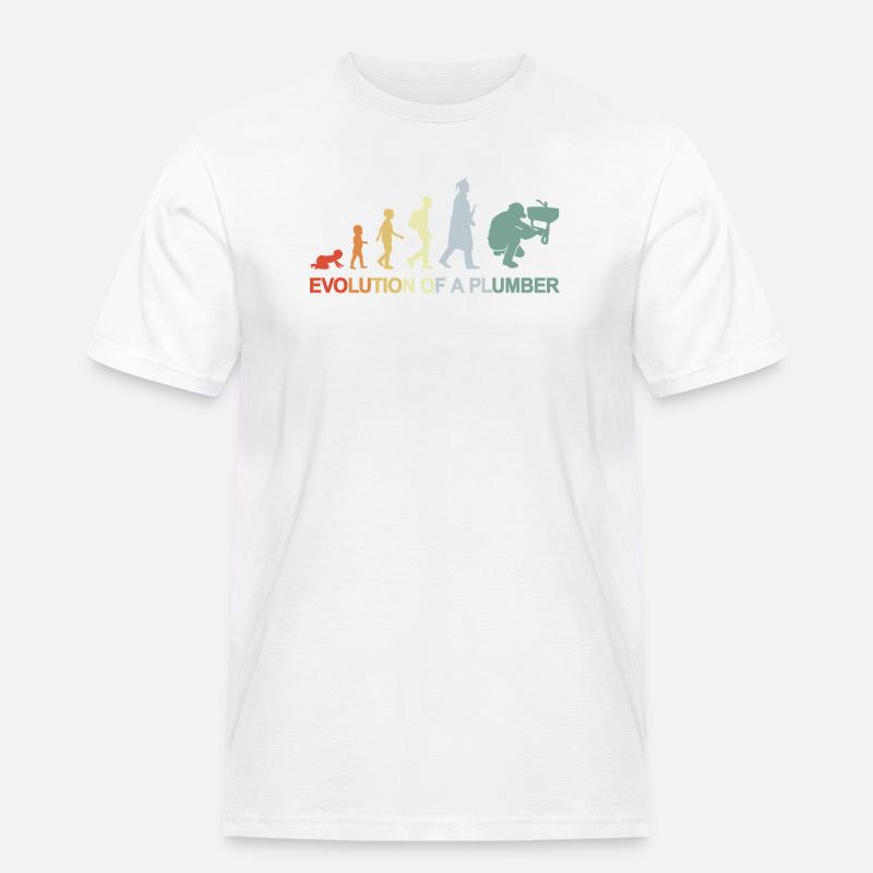 Klempner Evolution - Männer Workwear T-Shirt - Weiß