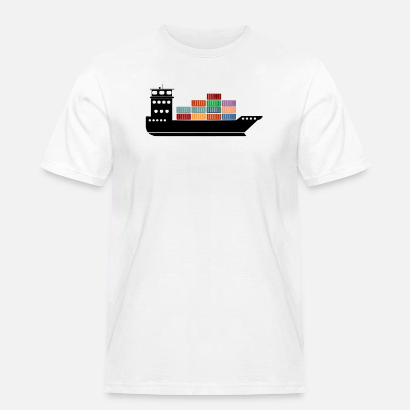 Seecontainerschiff oder Boot mit Containern - Männer Workwear T-Shirt - Weiß