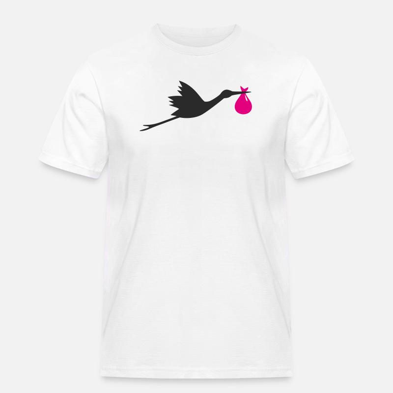 Klapperstorch Storch Mädchen rosa - Männer Workwear T-Shirt - Weiß
