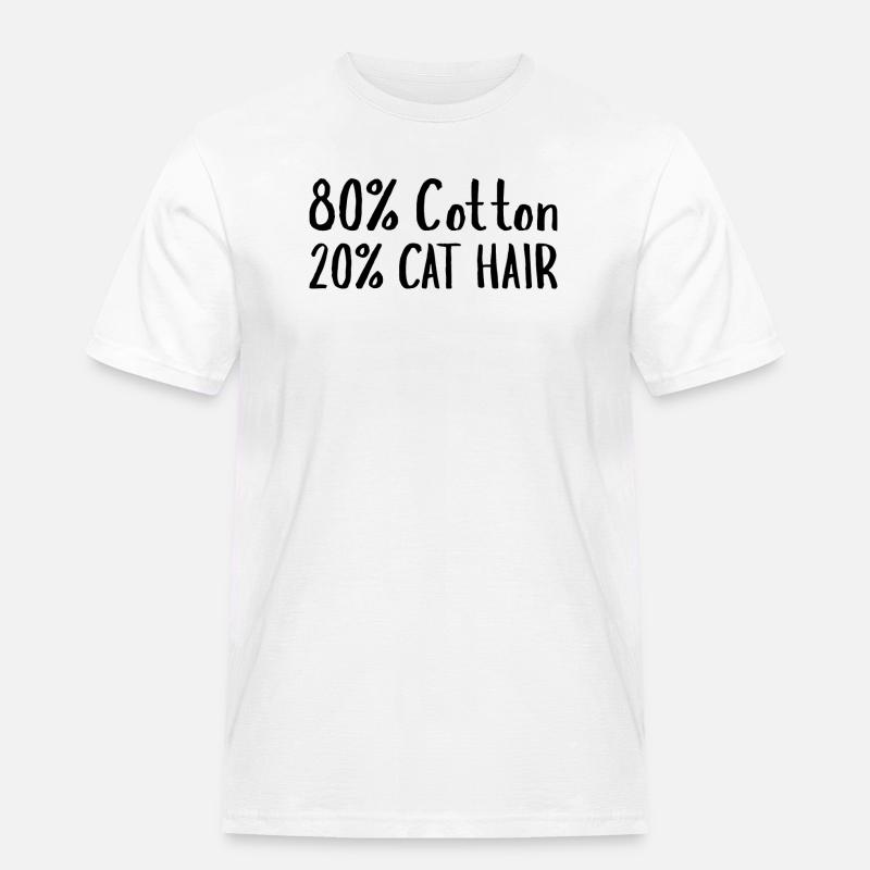 80 Prozent Baumwolle 20 Prozent Katzenhaar - Männer Workwear T-Shirt - Weiß