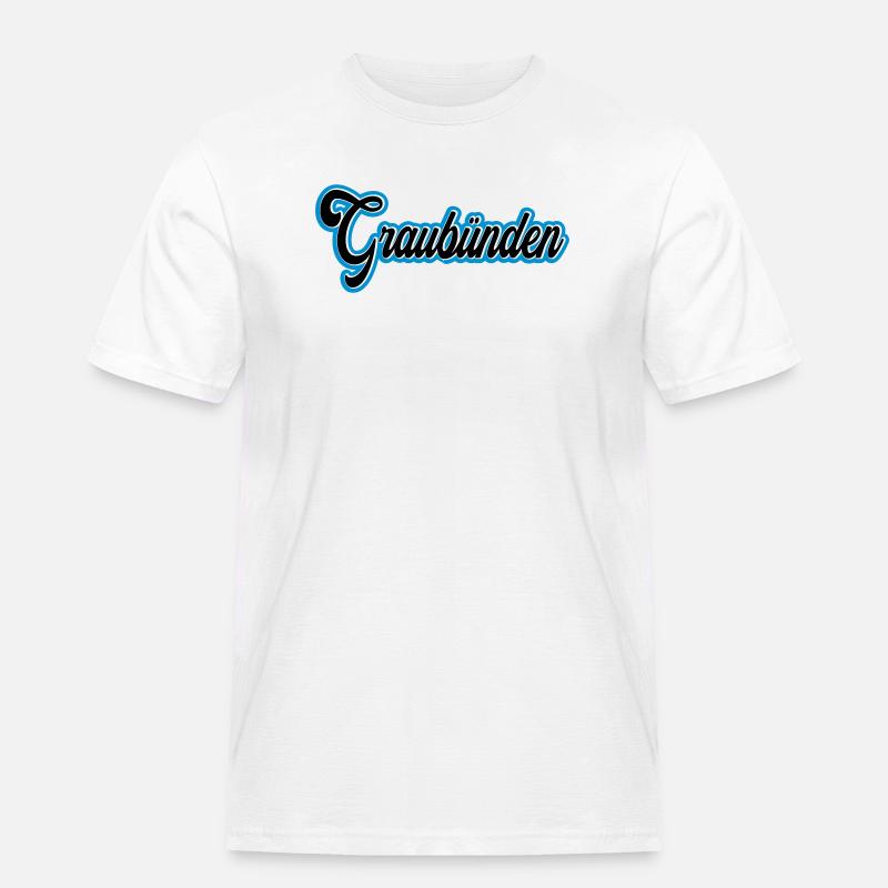 Graubünden Script mit Blau Outline - Männer Workwear T-Shirt - Weiß