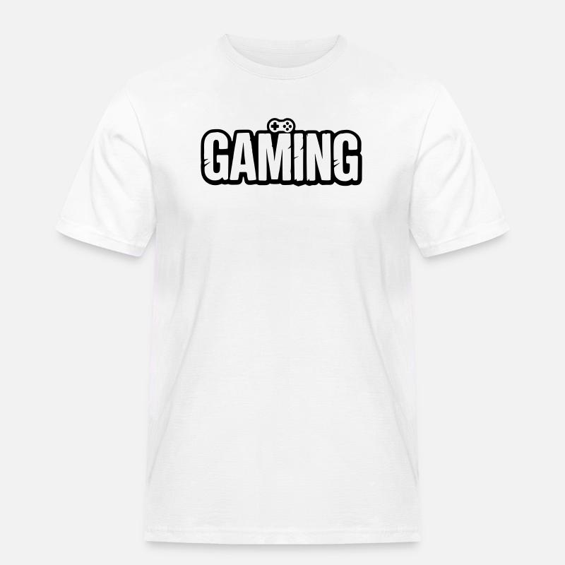 Gaming_Schrift_mit_Conroller - Men's Workwear T-Shirt - white