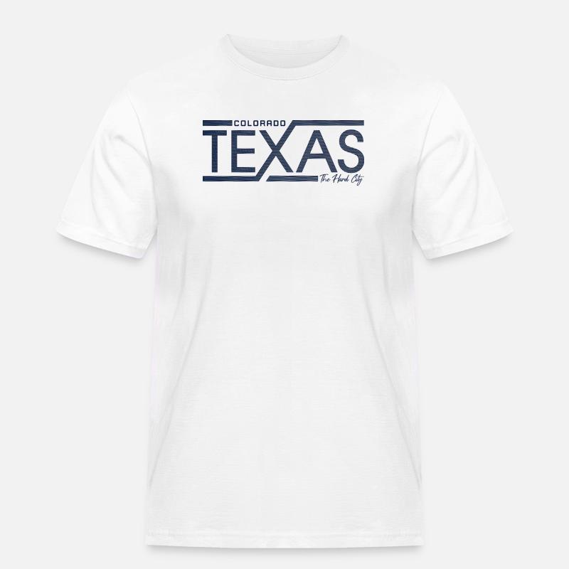 Texas Stripes Retro State Panel - Männer Workwear T-Shirt - Weiß
