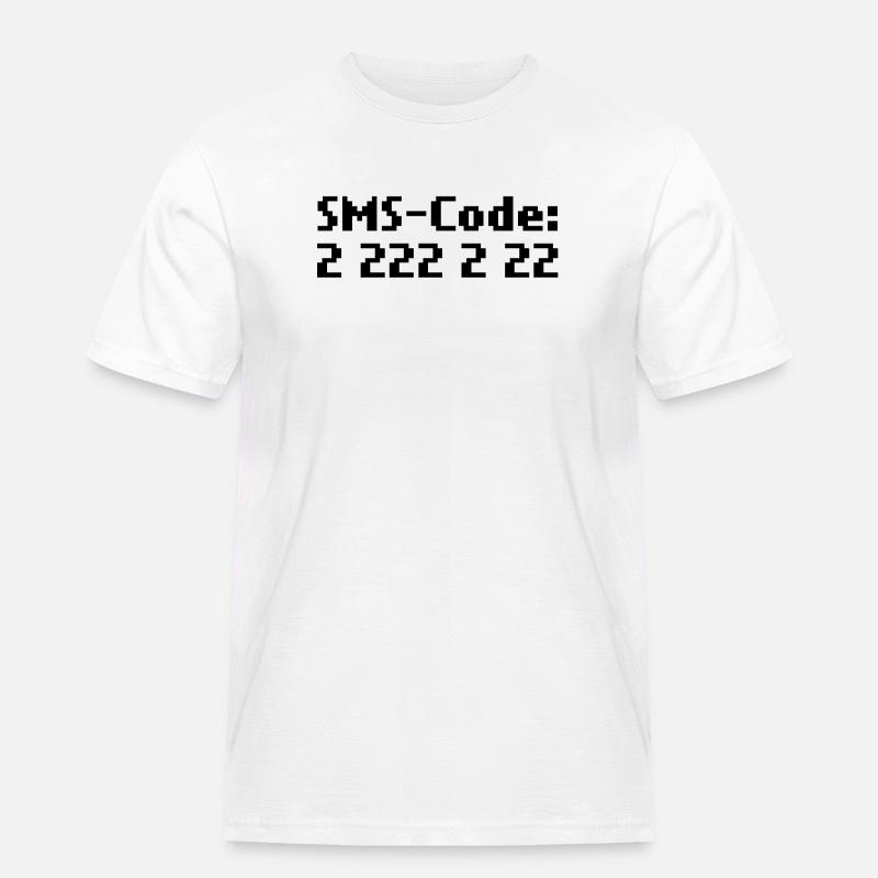 sms-code 2 222 2 22 - Männer Workwear T-Shirt - Weiß