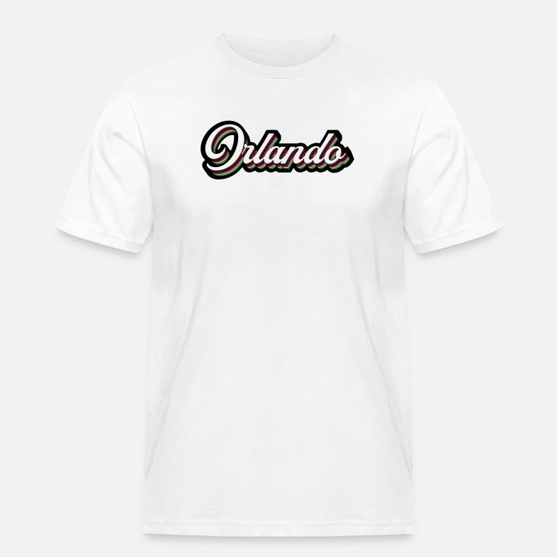 Orlando Rainbow Script - Männer Workwear T-Shirt - Weiß