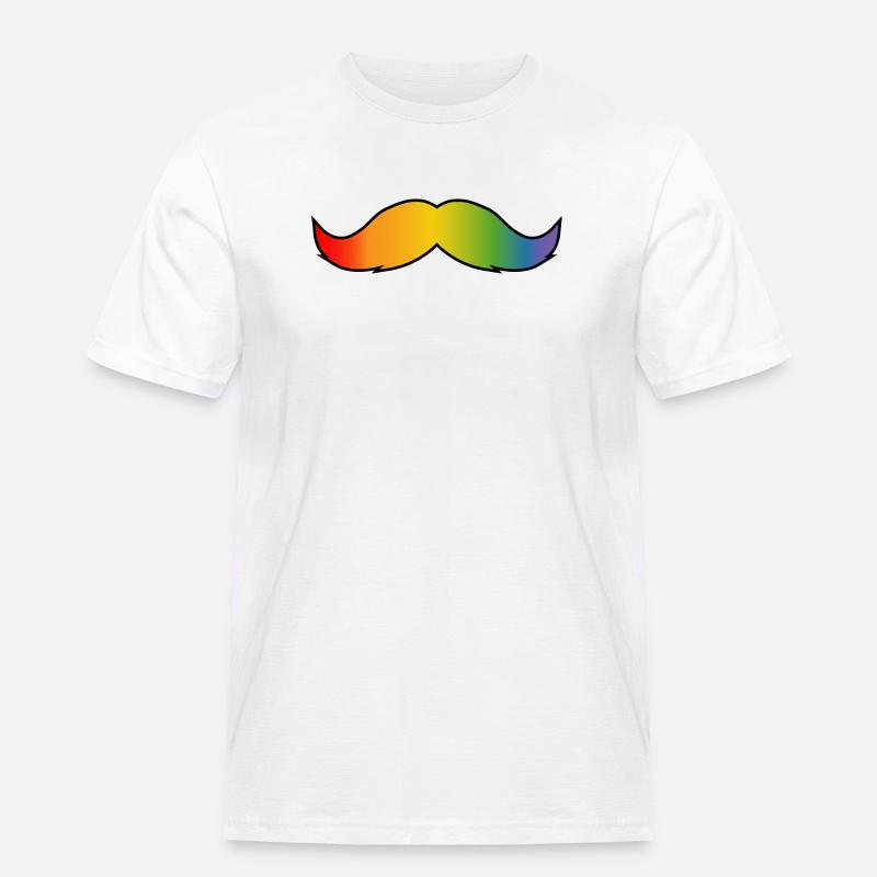 Regenbogen Bart queer schwarz - Männer Workwear T-Shirt - Weiß
