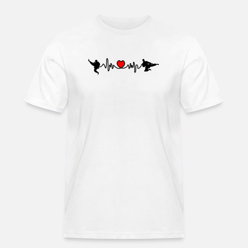 Karate Cardio oder Herzfrequenz mit Karate-Kicks - Männer Workwear T-Shirt - Weiß