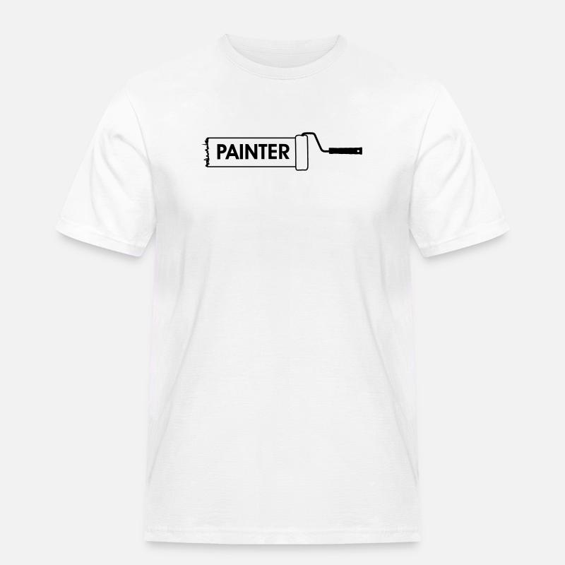 Farbroller transparent mit Text 'PAINTER' - Männer Workwear T-Shirt - Weiß