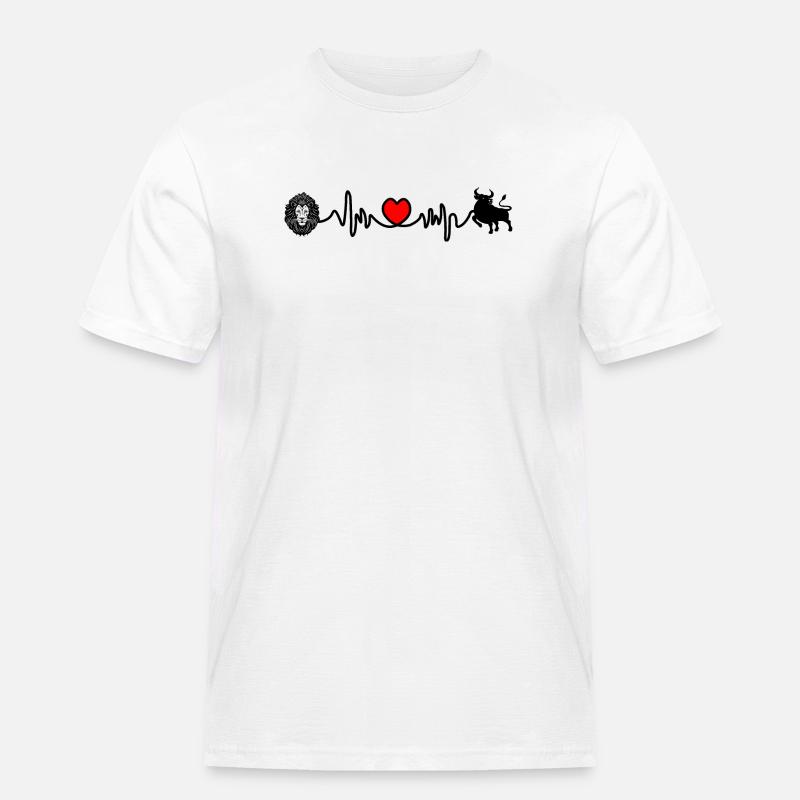 Herzfrequenz Cardio Löwe Stier - Männer Workwear T-Shirt - Weiß