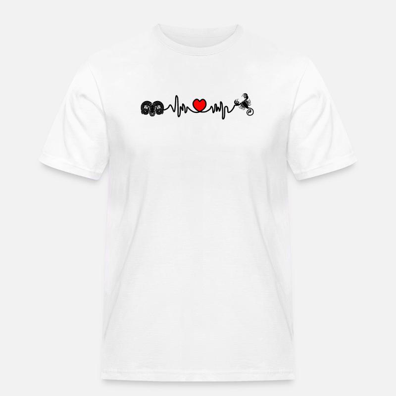 Herzfrequenz Cardio Widder Skorpion - Männer Workwear T-Shirt - Weiß