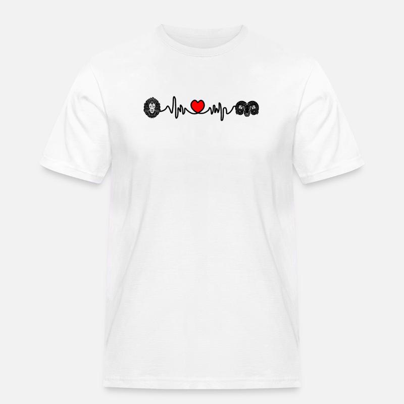 Herzfrequenz Cardio Löwe Widder - Männer Workwear T-Shirt - Weiß