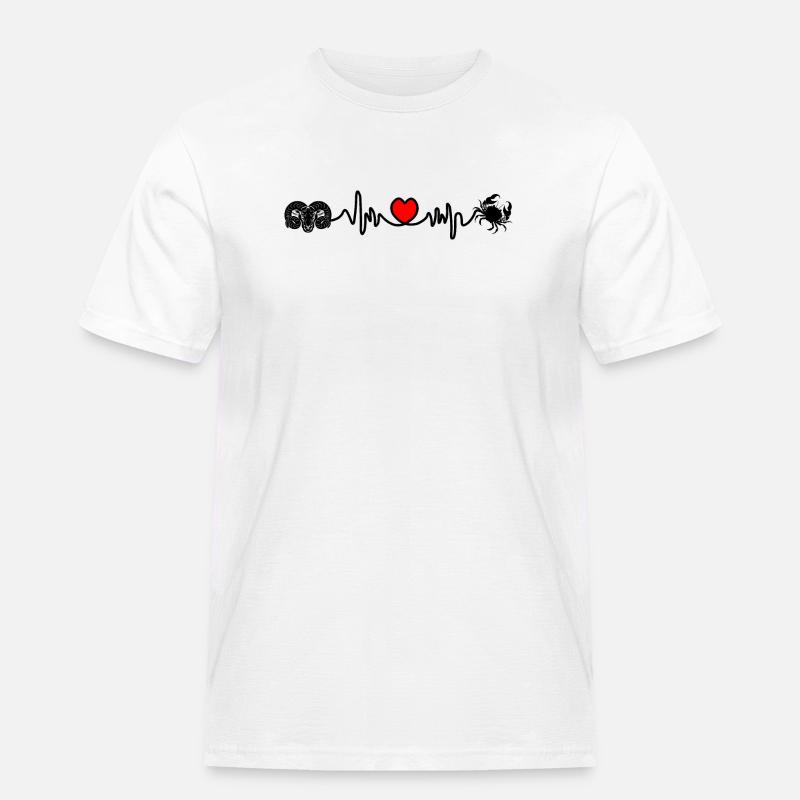 Herzfrequenz Kardio Widder Krebs - Männer Workwear T-Shirt - Weiß