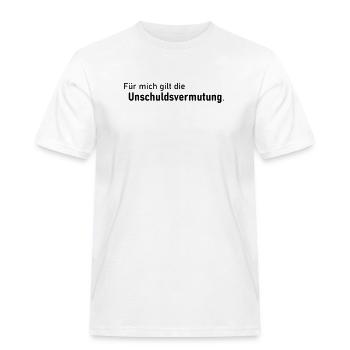 Unschuldsvermutung - Männer Workwear T-Shirt - Weiß - Vorne - AI Model Male 185 dark (185cm)
