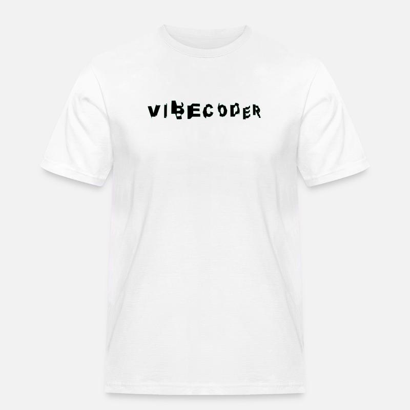 VibeCoder Glitch Neon - T-shirt Workwear homme - blanc