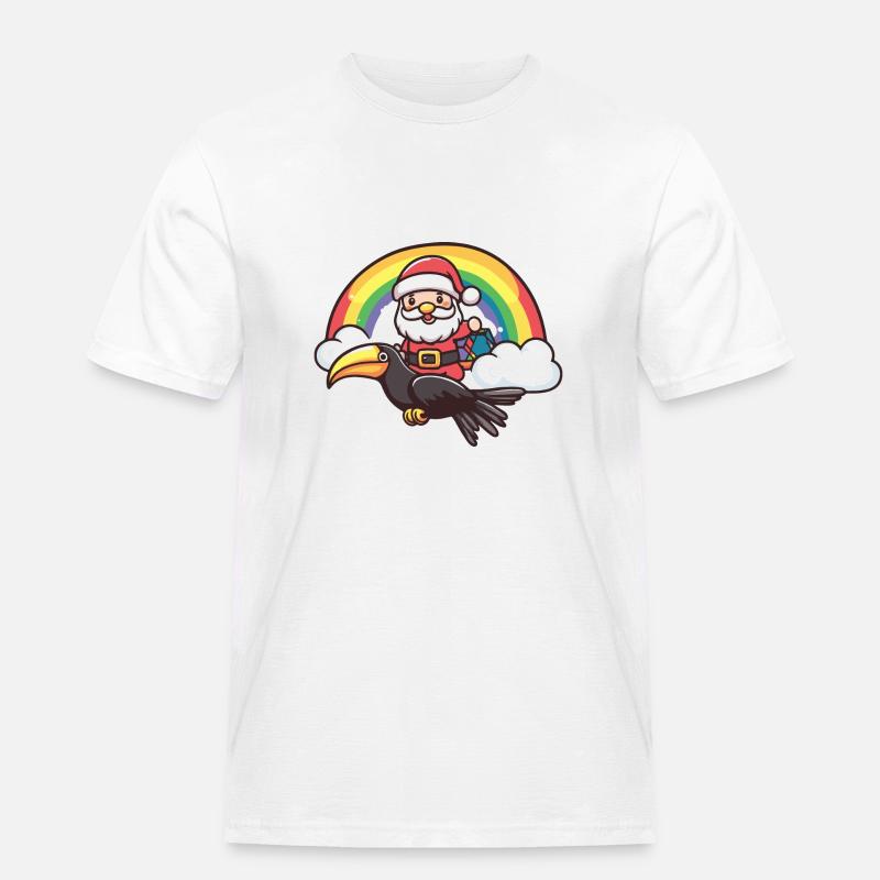 Tukan Vogel Weihnachtsmann Regenbogen - Männer Workwear T-Shirt - Weiß