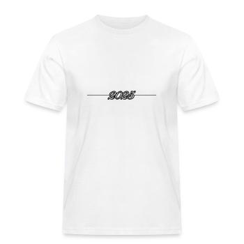 2025 Linie - Männer Workwear T-Shirt - Weiß - Vorne - AI Model Male 185 dark (185cm)