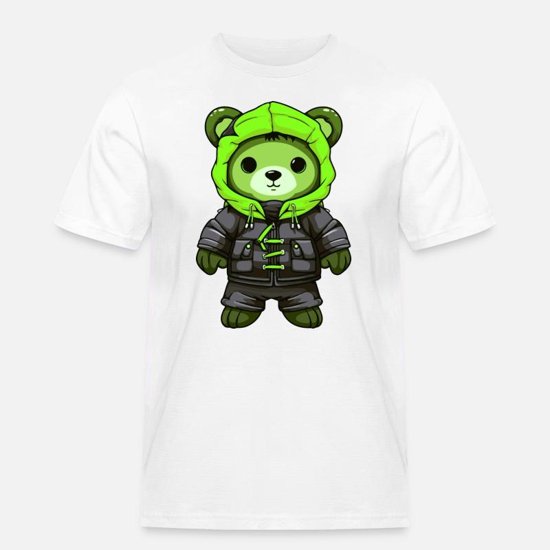 Bär Winter Comic - Männer Workwear T-Shirt - Weiß
