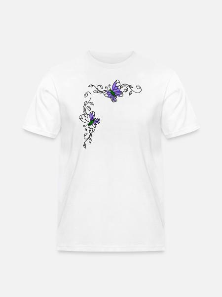 Butterflies with flower tendrils - Men's Workwear T-Shirt - white