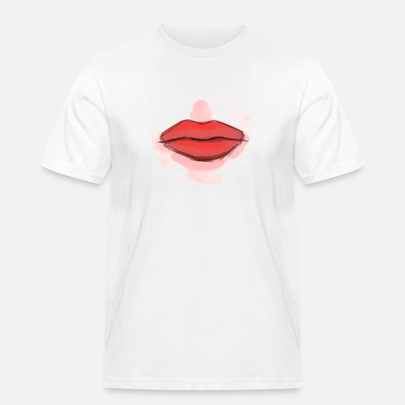 Red Lips - Männer Workwear T-Shirt - Weiß