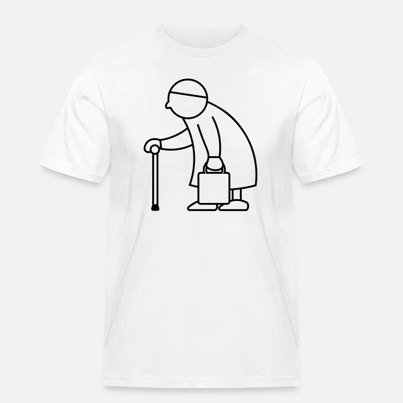 Alte Dame mit Einkaufstasche - Männer Workwear T-Shirt - Weiß