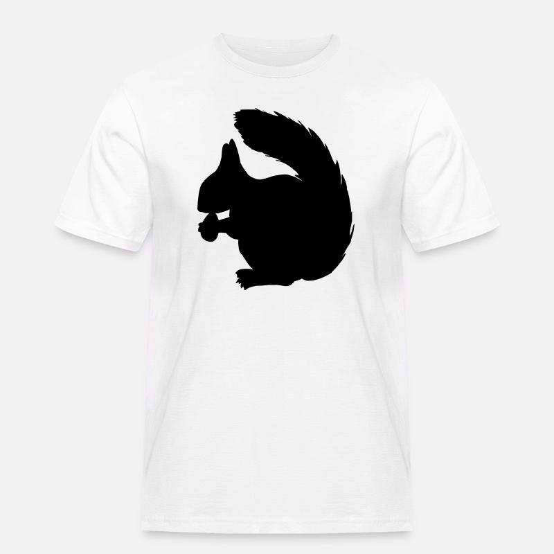 Eichhörnchen mit Nussschattenfigur - Männer Workwear T-Shirt - Weiß
