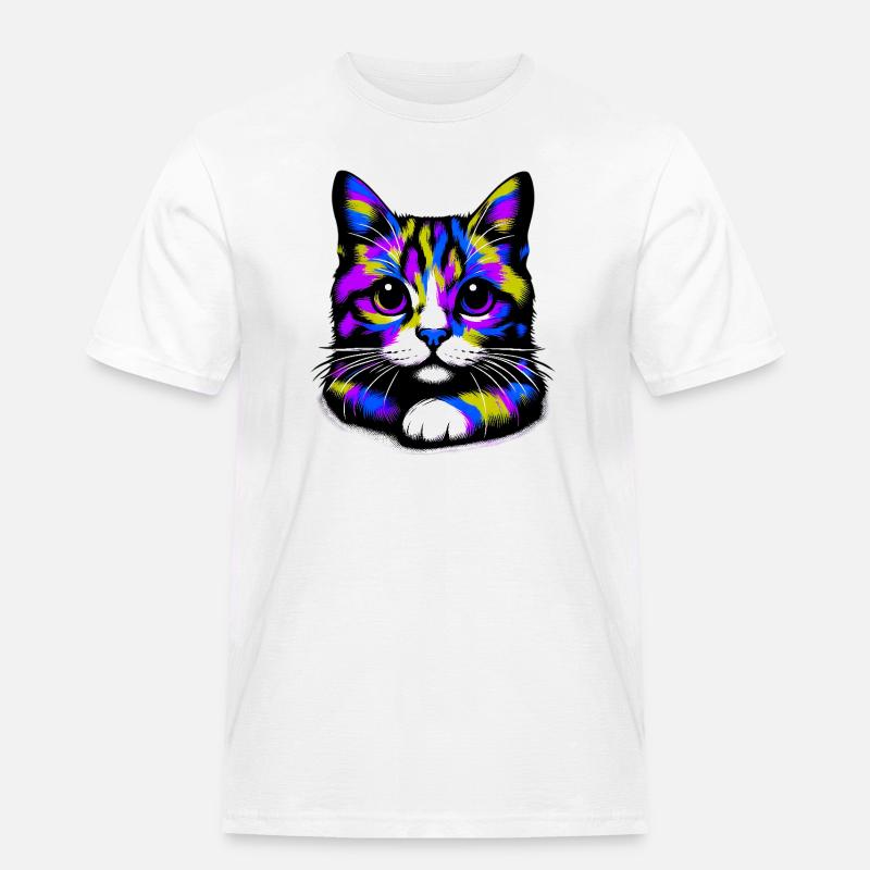 Katze - Männer Workwear T-Shirt - Weiß