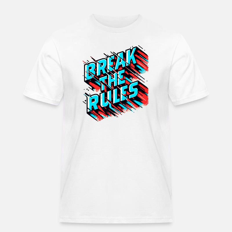 Break the Rules – Glitch Effect - Männer Workwear T-Shirt - Weiß