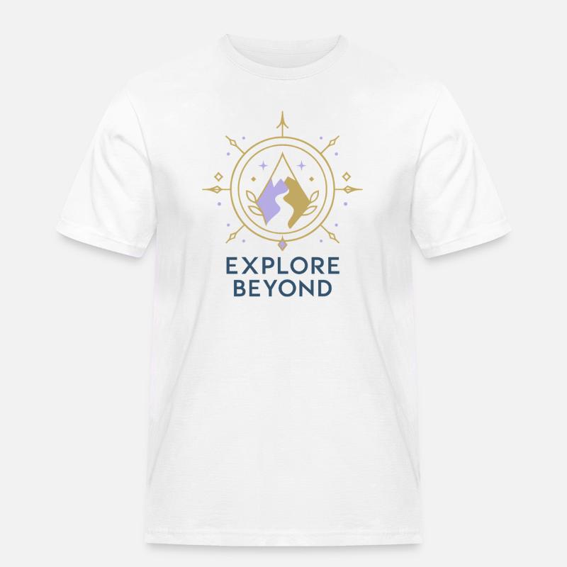 Explore Beyond Kompass - Männer Workwear T-Shirt - Weiß