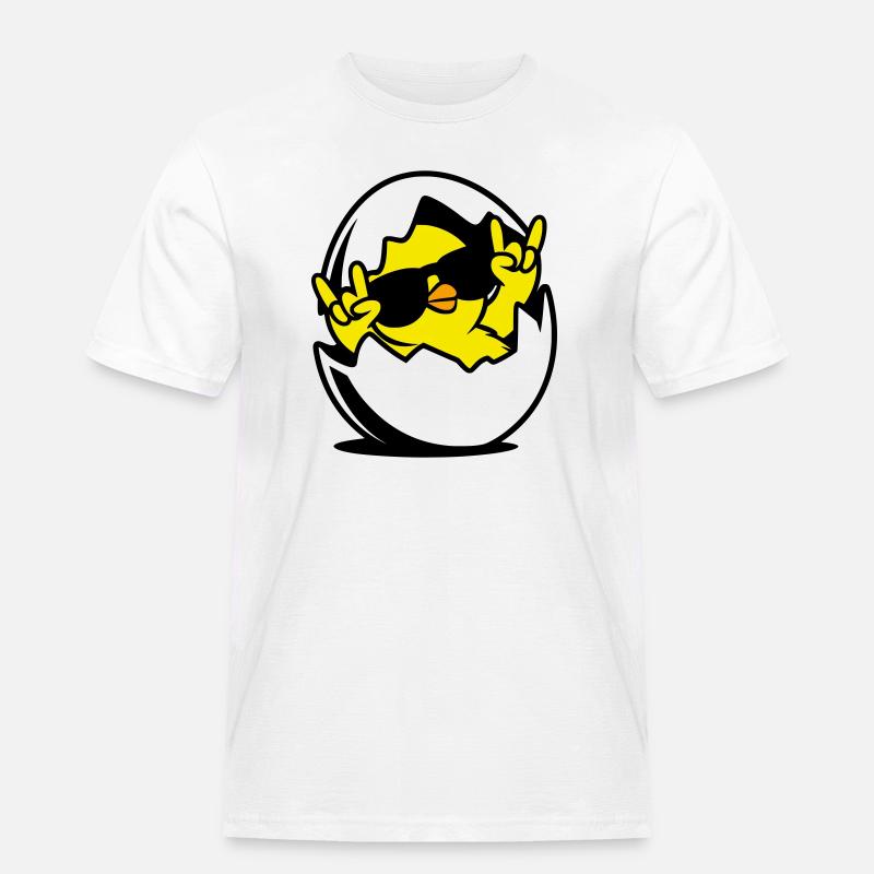 Rock Chick – Cool Chick in an Egg - Herre Workwear T-Shirt - hvid