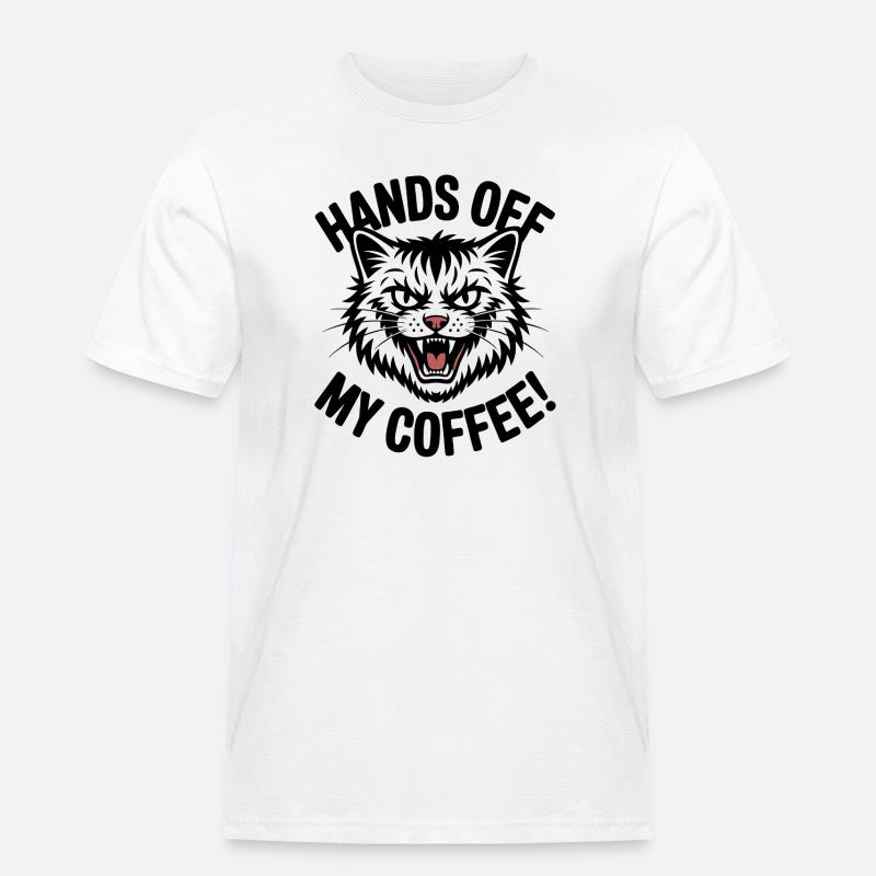 Grumpy Kaffeekatze - Männer Workwear T-Shirt - Weiß