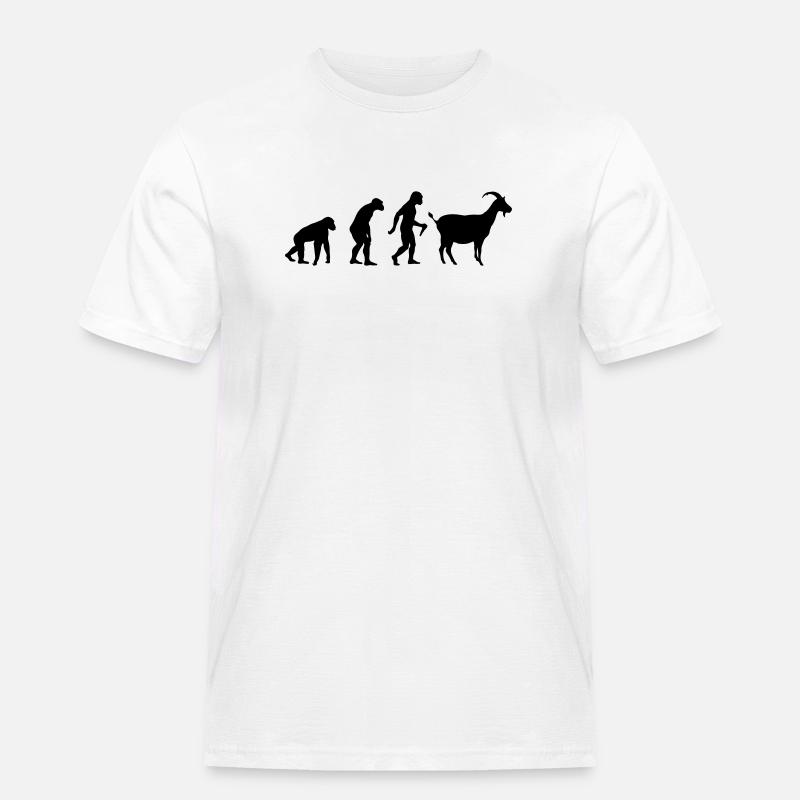 Goat Evolution - Männer Workwear T-Shirt - Weiß