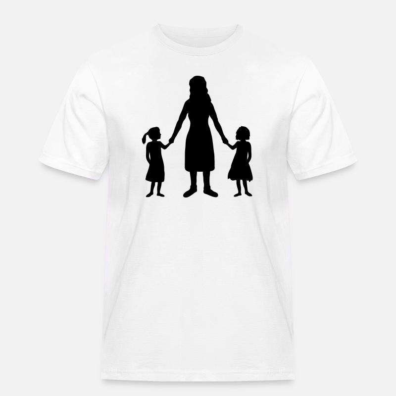 Silhouette 2 Töchter Mutter - Männer Workwear T-Shirt - Weiß
