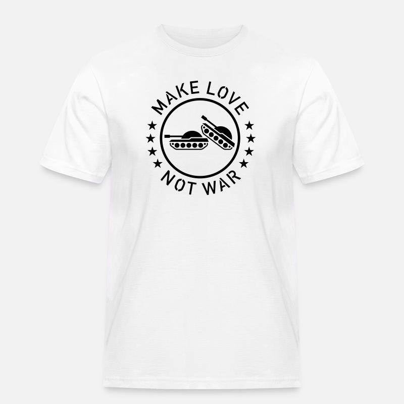 Make Love Not War (1C) - Männer Workwear T-Shirt - Weiß