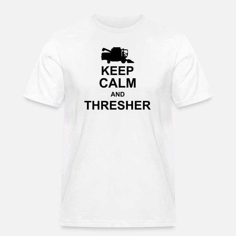 keep calm and thresher kg10 - Männer Workwear T-Shirt - Weiß