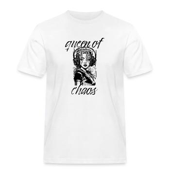 QUEEN OF CHAOS - Männer Workwear T-Shirt - Weiß - Vorne - AI Model Male 185 dark (185cm)