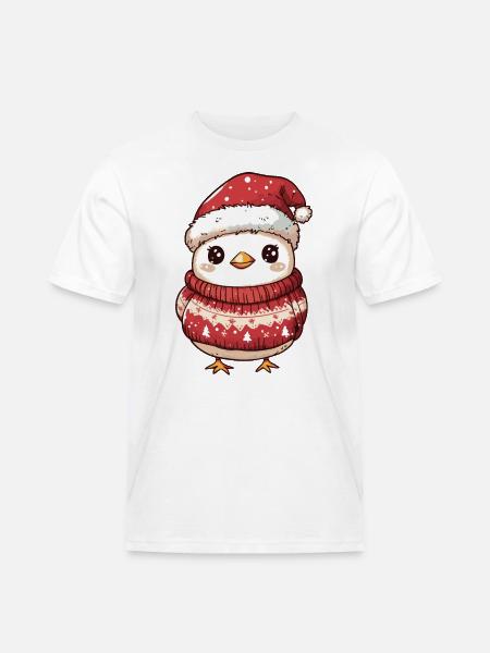 Kylling Jul Tegneserie - Herre Workwear T-Shirt - hvid