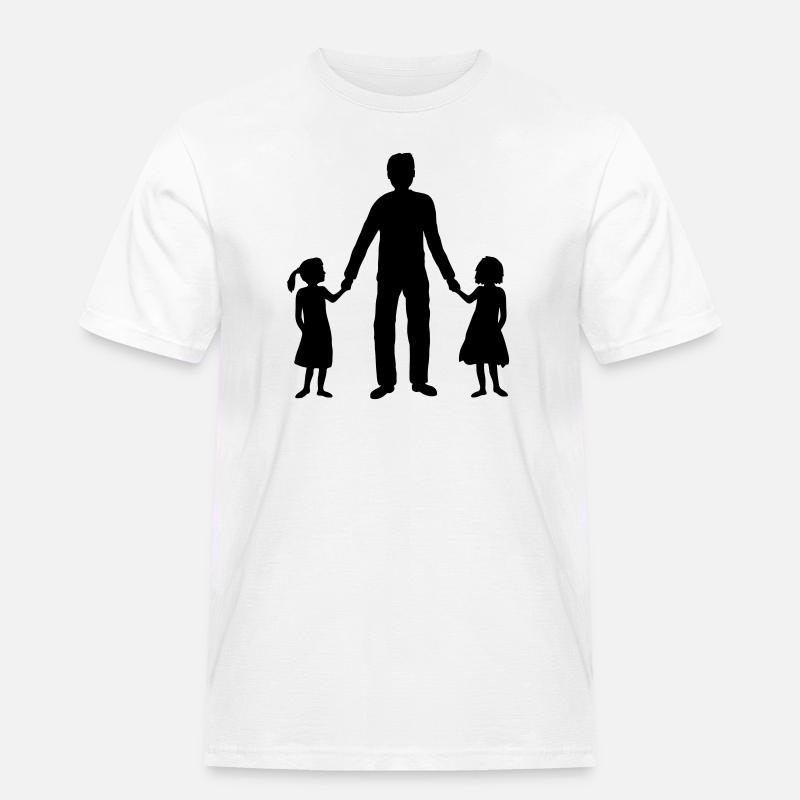 2 Töchter Papa Team - Männer Workwear T-Shirt - Weiß