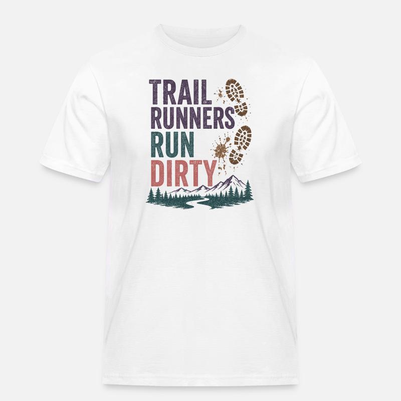 Trailrunner laufen schmutzig - Männer Workwear T-Shirt - Weiß