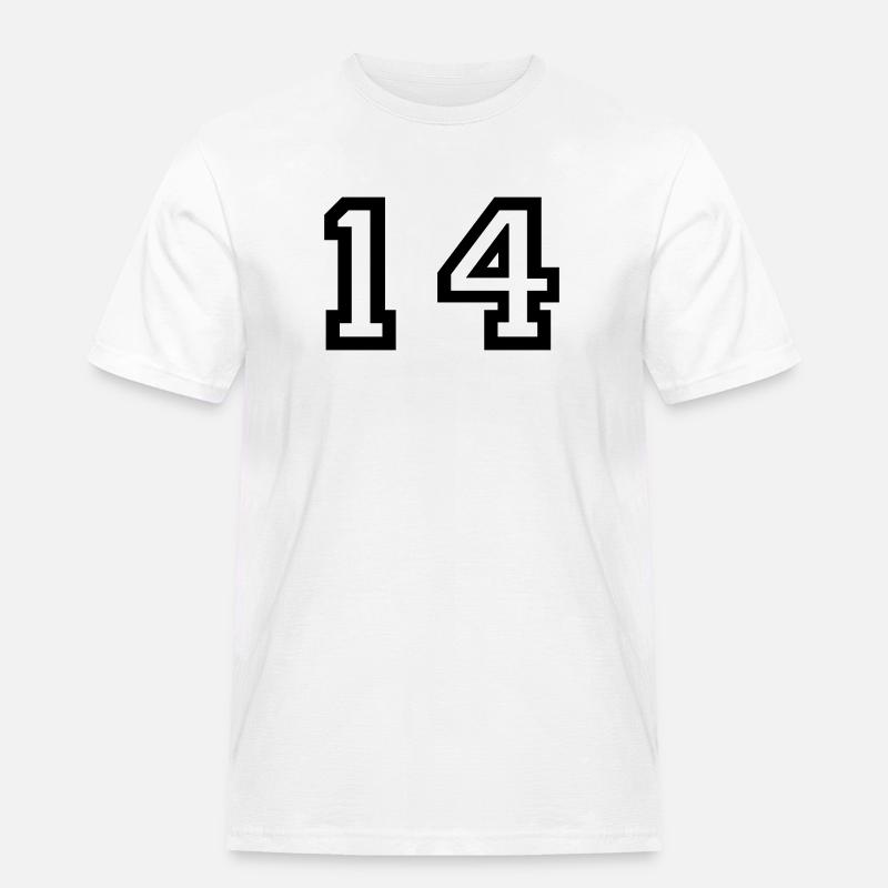 Nummer - 14 - vierzehn - Männer Workwear T-Shirt - Weiß