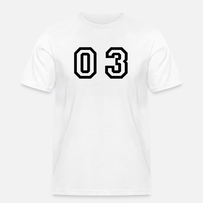 Nummer - 03 - null drei - Männer Workwear T-Shirt - Weiß