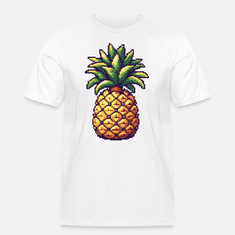 Ananas Pixel Symbol - Männer Workwear T-Shirt - Weiß